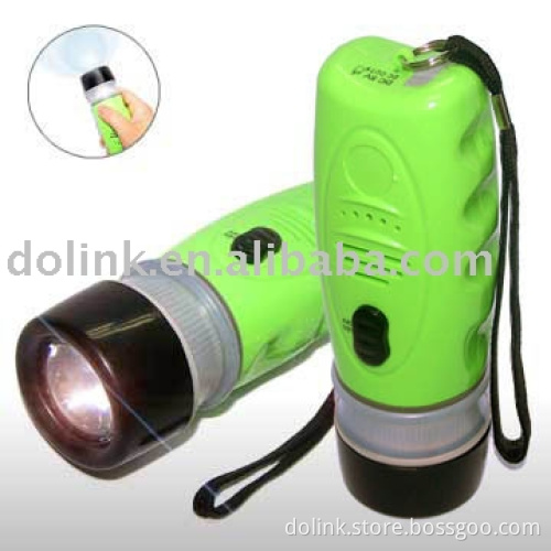 Crank Dynamo LED Flashlight with Mobile Phone Charger